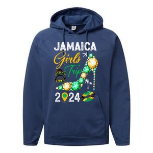 Girl Trip Jamaica 2024 Weekend Summer Vacation Trip Performance Fleece Hoodie