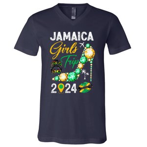 Girl Trip Jamaica 2024 Weekend Summer Vacation Trip V-Neck T-Shirt