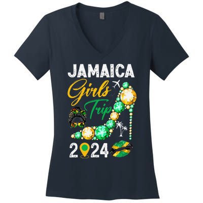 Girl Trip Jamaica 2024 Weekend Summer Vacation Trip Women's V-Neck T-Shirt