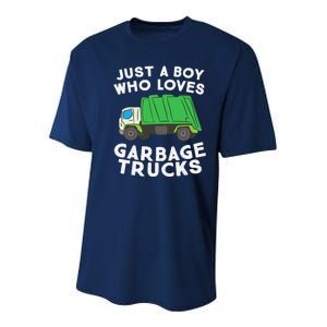 Garbage Truck Just A Boy Who Loves Garbage Trucks Youth Performance Sprint T-Shirt