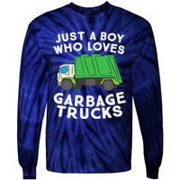 Garbage Truck Just A Boy Who Loves Garbage Trucks Tie-Dye Long Sleeve Shirt