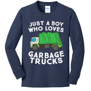 Garbage Truck Just A Boy Who Loves Garbage Trucks Kids Long Sleeve Shirt