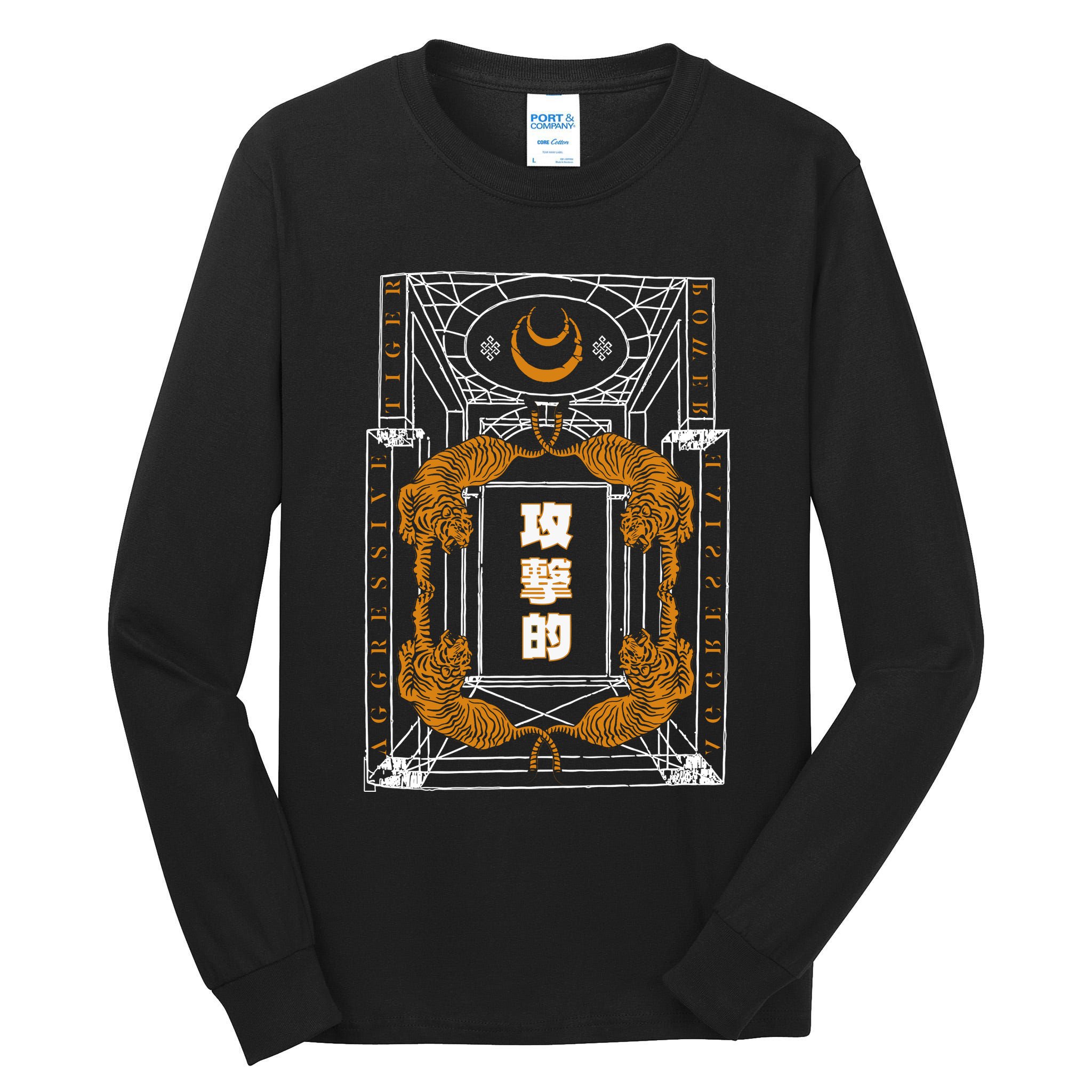 Golden Tigers Japanese Text Aggressive Tall Long Sleeve T-Shirt