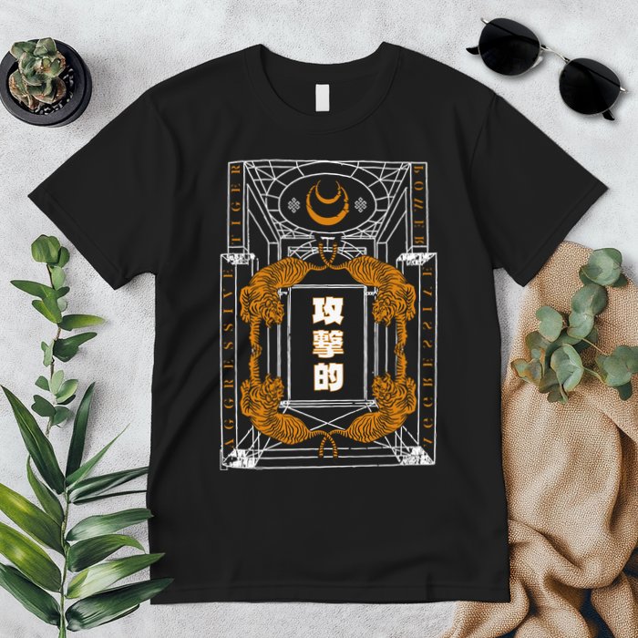 Golden Tigers Japanese Text Aggressive Premium T-Shirt