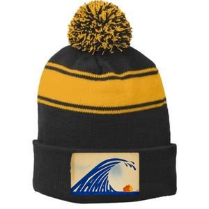 Gary Taxali Kamala Wave Stripe Pom Pom Beanie