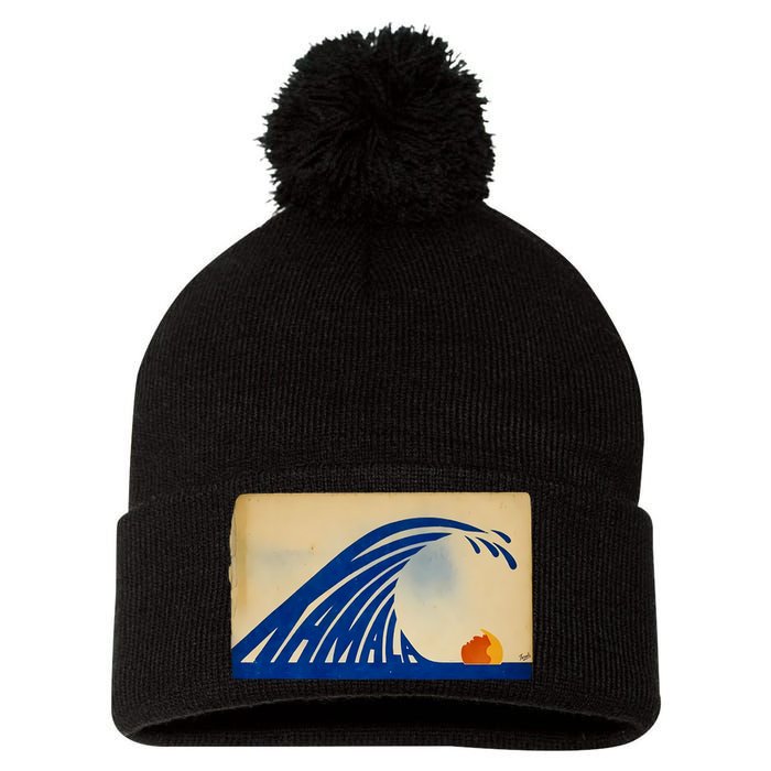 Gary Taxali Kamala Wave Pom Pom 12in Knit Beanie