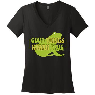 Good Things Kawaii Frog Gift Women's V-Neck T-Shirt
