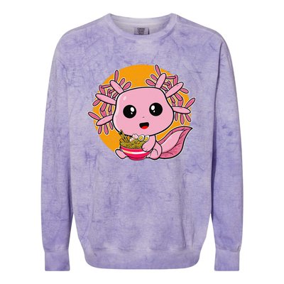 Girls Teens Kawaii Axolotl Eating Ra Noodles Anime Lover Colorblast Crewneck Sweatshirt