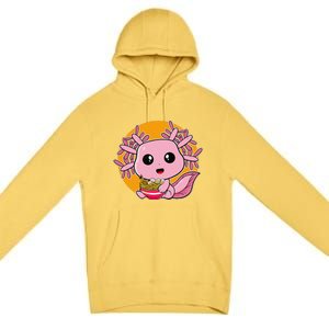 Girls Teens Kawaii Axolotl Eating Ra Noodles Anime Lover Premium Pullover Hoodie