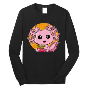 Girls Teens Kawaii Axolotl Eating Ra Noodles Anime Lover Long Sleeve Shirt