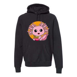 Girls Teens Kawaii Axolotl Eating Ra Noodles Anime Lover Premium Hoodie