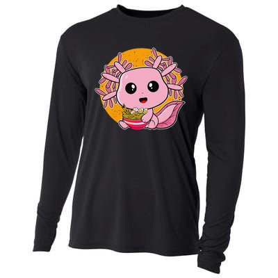 Girls Teens Kawaii Axolotl Eating Ra Noodles Anime Lover Cooling Performance Long Sleeve Crew