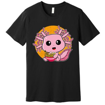 Girls Teens Kawaii Axolotl Eating Ra Noodles Anime Lover Premium T-Shirt