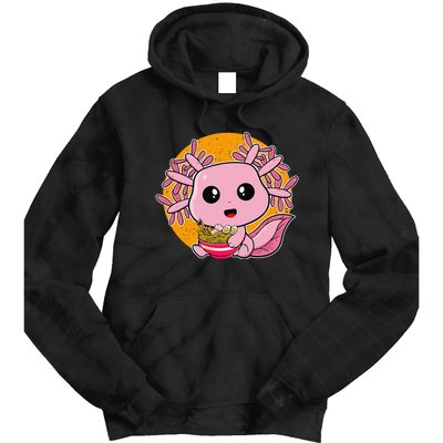 Girls Teens Kawaii Axolotl Eating Ra Noodles Anime Lover Tie Dye Hoodie