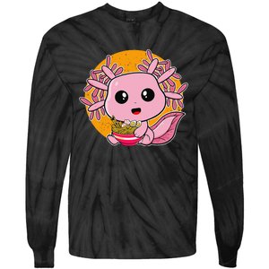 Girls Teens Kawaii Axolotl Eating Ra Noodles Anime Lover Tie-Dye Long Sleeve Shirt