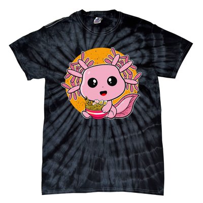 Girls Teens Kawaii Axolotl Eating Ra Noodles Anime Lover Tie-Dye T-Shirt