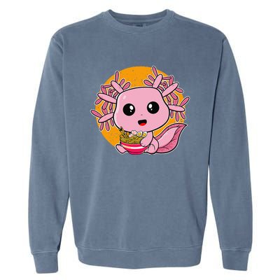 Girls Teens Kawaii Axolotl Eating Ra Noodles Anime Lover Garment-Dyed Sweatshirt