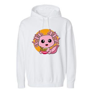 Girls Teens Kawaii Axolotl Eating Ra Noodles Anime Lover Garment-Dyed Fleece Hoodie