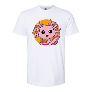 Girls Teens Kawaii Axolotl Eating Ra Noodles Anime Lover Softstyle CVC T-Shirt