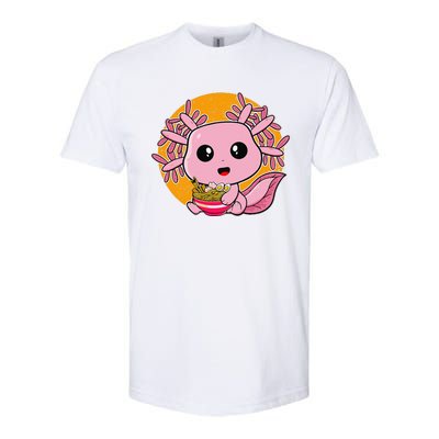 Girls Teens Kawaii Axolotl Eating Ra Noodles Anime Lover Softstyle CVC T-Shirt