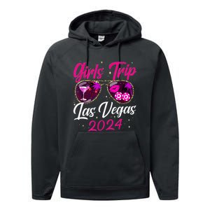 Girl Trip Las Vegas 2024 Nevada Vacation Birthday Trip Performance Fleece Hoodie