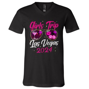 Girl Trip Las Vegas 2024 Nevada Vacation Birthday Trip V-Neck T-Shirt