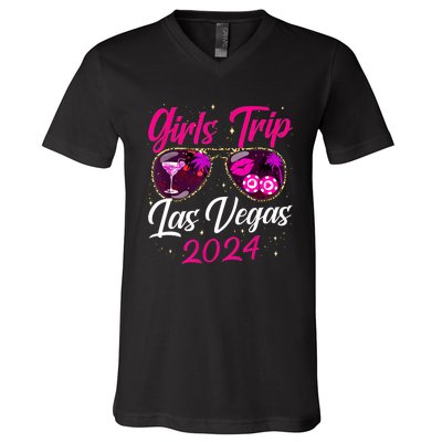 Girl Trip Las Vegas 2024 Nevada Vacation Birthday Trip V-Neck T-Shirt