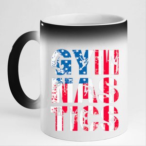 Gymnastics Team Lovers American Flag Usa Gymnast 11oz Black Color Changing Mug