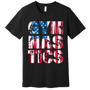 Gymnastics Team Lovers American Flag Usa Gymnast Premium T-Shirt