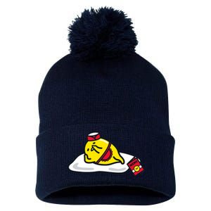 Gudetama The Lazy Egg Diner Server Break Time Pom Pom 12in Knit Beanie