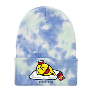 Gudetama The Lazy Egg Diner Server Break Time Tie Dye 12in Knit Beanie