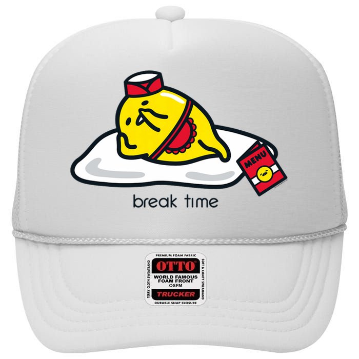 Gudetama The Lazy Egg Diner Server Break Time High Crown Mesh Back Trucker Hat