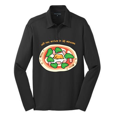 Gudetama The Lazy Egg Pizza Cool Gift Silk Touch Performance Long Sleeve Polo