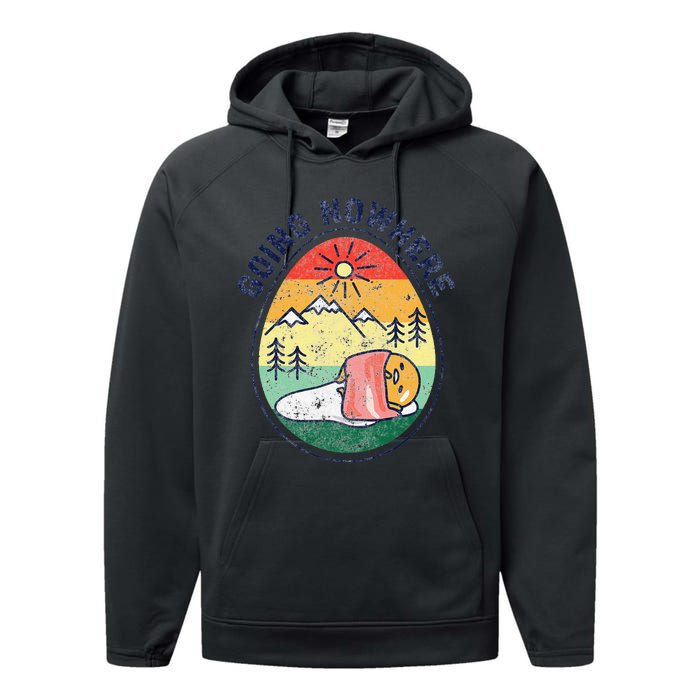 Gudetama the Lazy Egg Camping Going Nowhere Performance Fleece Hoodie