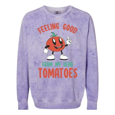 Groovy Tomato Lover Vegan Feeling Good From My Head Tomatoes Colorblast Crewneck Sweatshirt