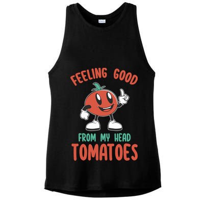 Groovy Tomato Lover Vegan Feeling Good From My Head Tomatoes Ladies PosiCharge Tri-Blend Wicking Tank