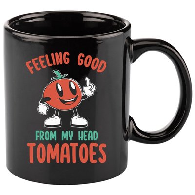 Groovy Tomato Lover Vegan Feeling Good From My Head Tomatoes 11oz C Handle Ceramic Mug