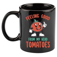 Groovy Tomato Lover Vegan Feeling Good From My Head Tomatoes 11oz C Handle Ceramic Mug