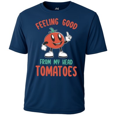 Groovy Tomato Lover Vegan Feeling Good From My Head Tomatoes Performance Shirt
