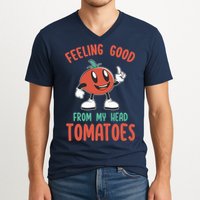 Groovy Tomato Lover Vegan Feeling Good From My Head Tomatoes V-Neck T-Shirt