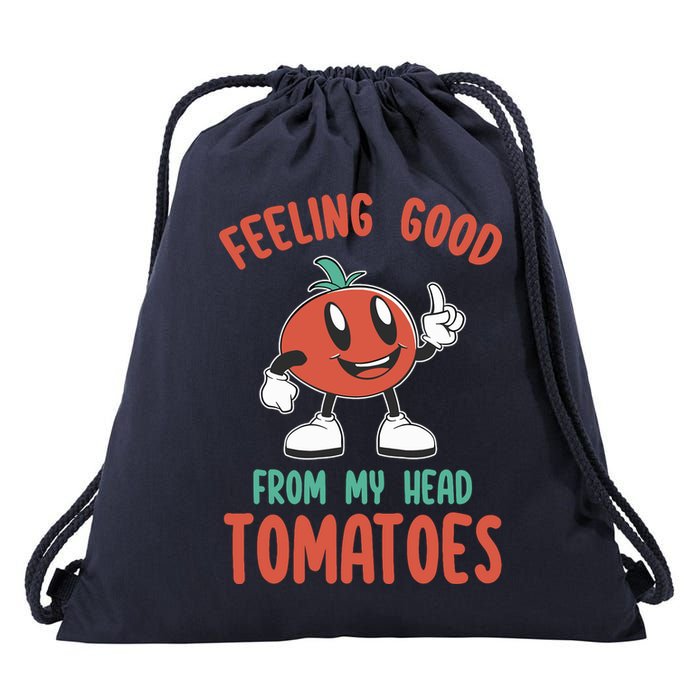 Groovy Tomato Lover Vegan Feeling Good From My Head Tomatoes Drawstring Bag