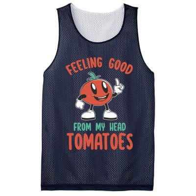 Groovy Tomato Lover Vegan Feeling Good From My Head Tomatoes Mesh Reversible Basketball Jersey Tank