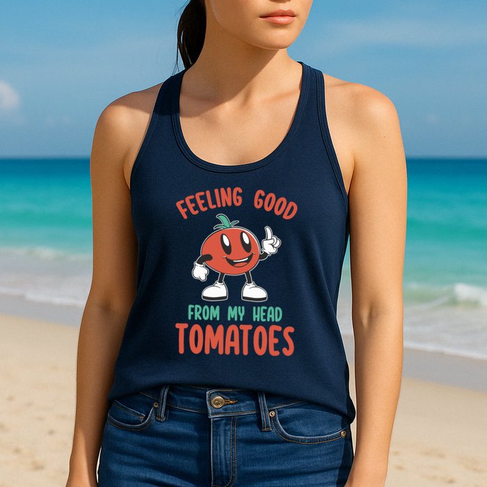 Groovy Tomato Lover Vegan Feeling Good From My Head Tomatoes Womens Tank Top