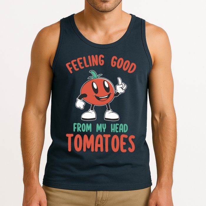 Groovy Tomato Lover Vegan Feeling Good From My Head Tomatoes Tank Top