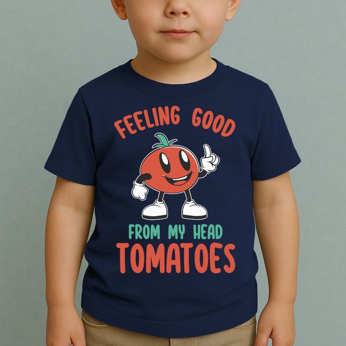 Groovy Tomato Lover Vegan Feeling Good From My Head Tomatoes Toddler T-Shirt