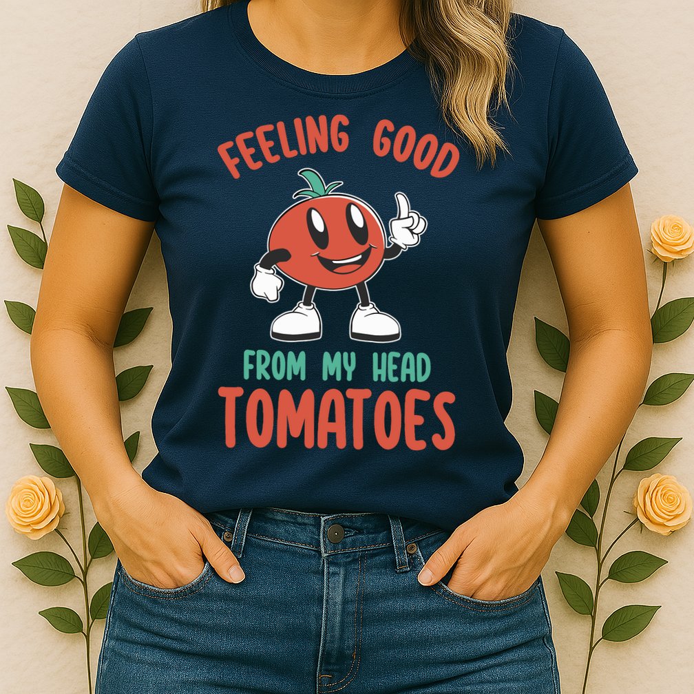 Groovy Tomato Lover Vegan Feeling Good From My Head Tomatoes Womens T-Shirt