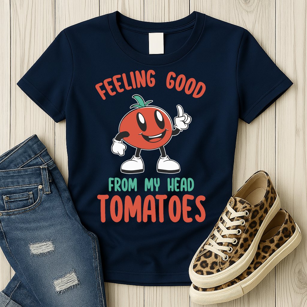 Groovy Tomato Lover Vegan Feeling Good From My Head Tomatoes Womens T-Shirt