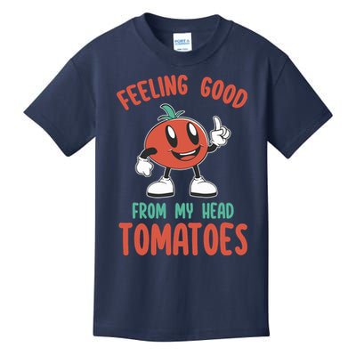 Groovy Tomato Lover Vegan Feeling Good From My Head Tomatoes Kids T-Shirt