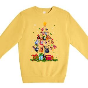 Guitar Tree Lights Christmas Pajamas Guitar Lovers Xmas Gift Premium Crewneck Sweatshirt