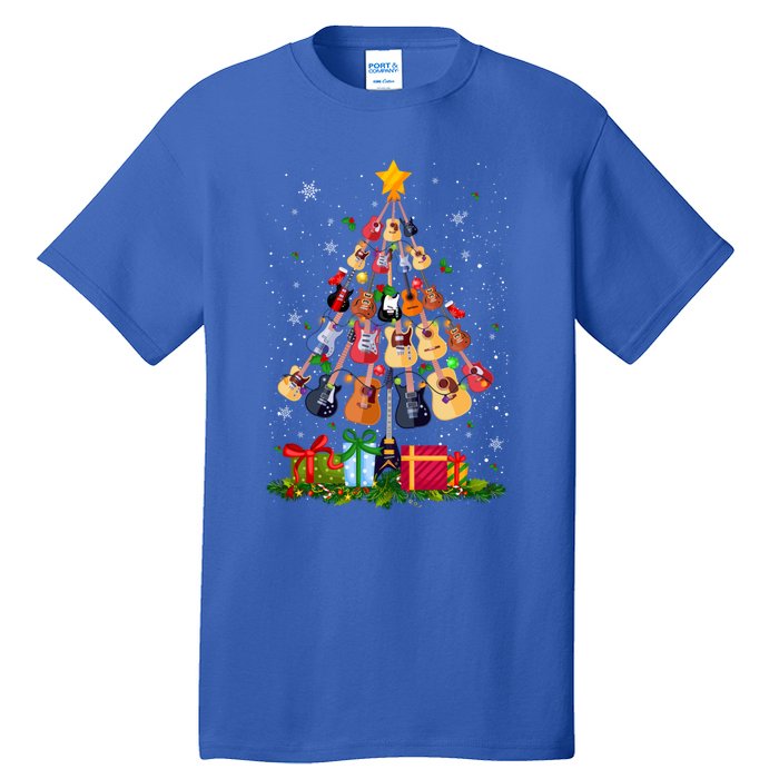 Guitar Tree Lights Christmas Pajamas Guitar Lovers Xmas Gift Tall T-Shirt